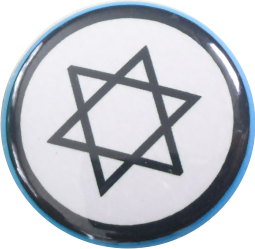 Jewish Star Button schwarz weiss blau